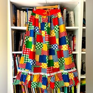 VTG XXS adult or large child Rag doll hippie corset skirt patches